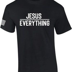 Jesus Over Everything Bible Scripture Mens Christian Tshirt Jesus Cross Short